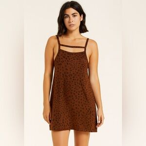 RVCA S Brown Cut Out Mini Dress Skater